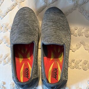 Gray Slip-On Shoes with Red Insole